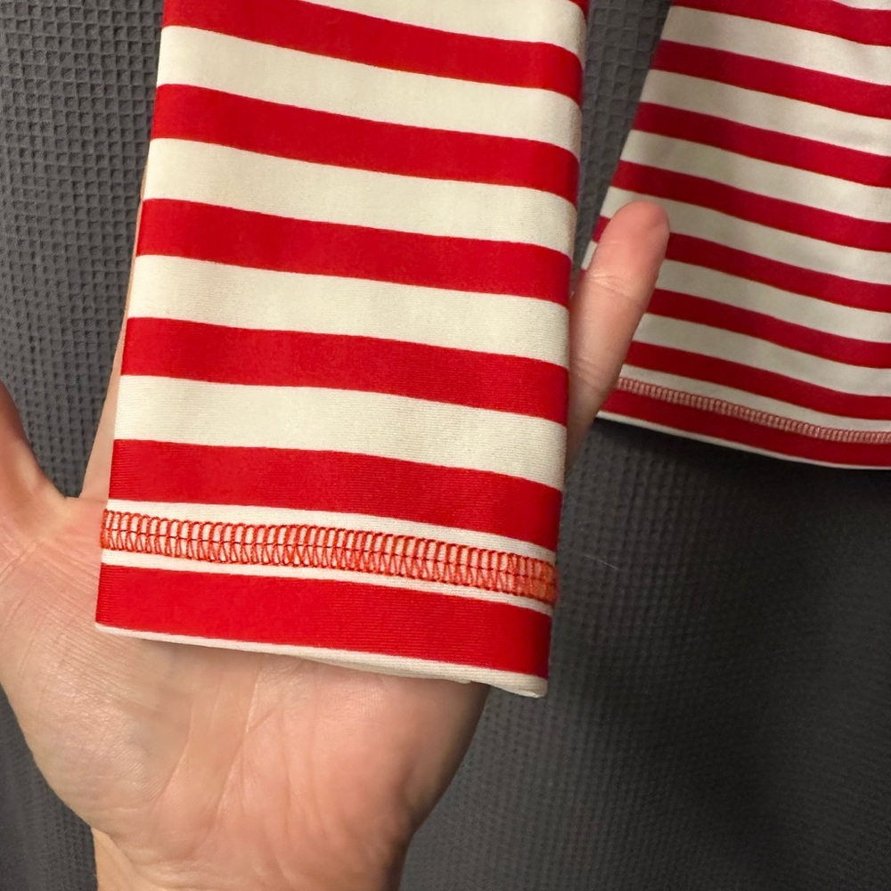 J. Crew Red and White Long Sleeve Fitted Rashguard Sunshirt - Picture 4 of 5